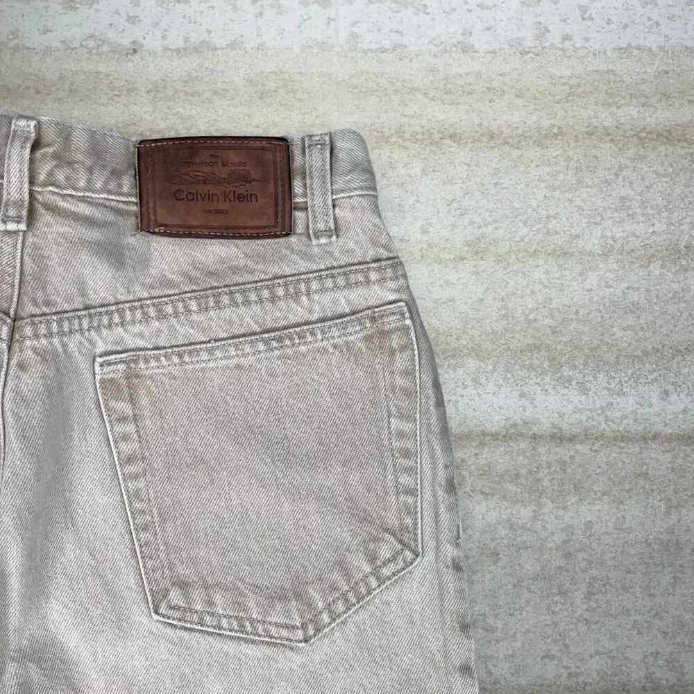 Vintage Y2K Calvin Klein Jeans 26x32 Relaxed Fit Tan Denim Made in USA - Picture 3 of 4